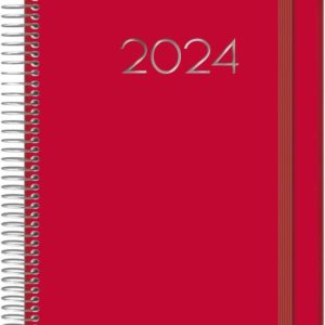 Dohe Denver Agenda Anual - Dia Pagina - Sabado y Domingo misma Pagina - Cierre con Goma Elastica - Tamaño 15x21cm - Color Rojo