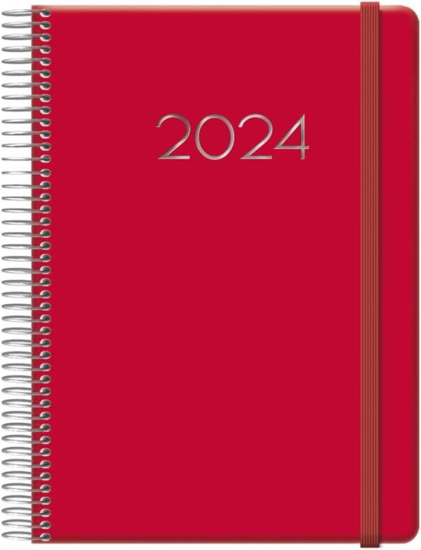 Dohe Denver Agenda Anual - Dia Pagina - Sabado y Domingo misma Pagina - Cierre con Goma Elastica - Tamaño 15x21cm - Color Rojo