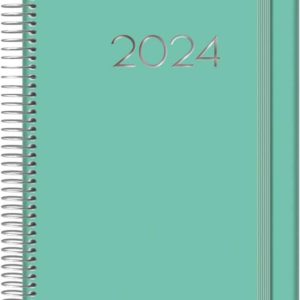 Dohe Denver Agenda Anual - Dia Pagina - Sabado y Domingo misma Pagina - Cierre con Goma Elastica - Tamaño 15x21cm - Color Verde