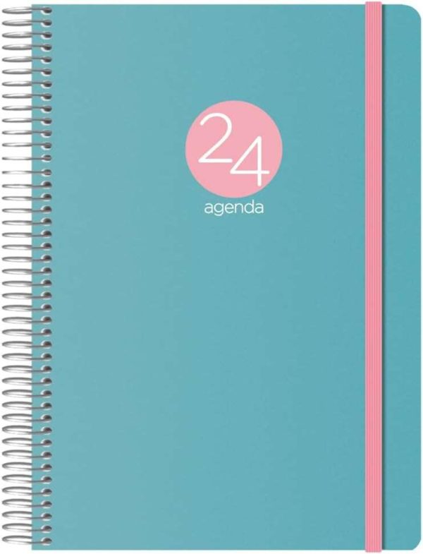 Dohe Menphis Agenda Anual - Dia Pagina - Cubierta de Plastico - Sabado y Domingo misma Pagina - Cierre con Goma Elastica - Tamaño 15x21cm - Color Verde