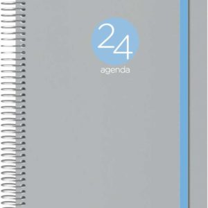 Dohe Menphis Agenda Anual - Dia Pagina - Cubierta de Plastico - Sabado y Domingo misma Pagina - Cierre con Goma Elastica - Tamaño 15x21cm - Color Gris