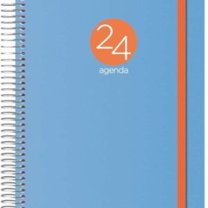 Dohe Menphis Agenda Anual - Dia Pagina - Cubierta de Plastico - Sabado y Domingo misma Pagina - Cierre con Goma Elastica - Tamaño 15x21cm - Color Azul
