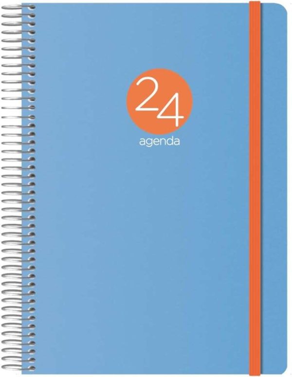 Dohe Menphis Agenda Anual - Dia Pagina - Cubierta de Plastico - Sabado y Domingo misma Pagina - Cierre con Goma Elastica - Tamaño 15x21cm - Color Azul