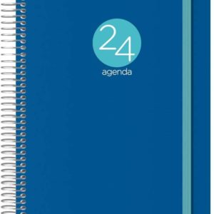 Dohe Menphis Agenda Anual - Dia Pagina - Cubierta de Plastico - Sabado y Domingo misma Pagina - Cierre con Goma Elastica - Tamaño 15x21cm - Color Azul Oscuro