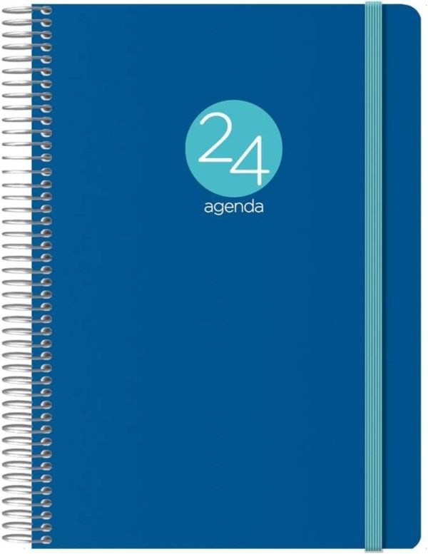 Dohe Menphis Agenda Anual - Dia Pagina - Cubierta de Plastico - Sabado y Domingo misma Pagina - Cierre con Goma Elastica - Tamaño 15x21cm - Color Azul Oscuro