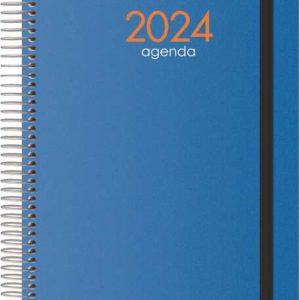 Dohe Syncro Agenda Anual - Dia Pagina - Cubierta de Plastico - Sabado y Domingo misma Pagina - Cierre con Goma Elastica - Tamaño 15x21cm - Color Azul
