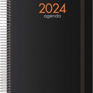 Dohe Syncro Agenda Anual - Semana Vista - Cubierta de Plastico - Cierre con Goma Elastica - Tamaño 15x21cm - Color Negro