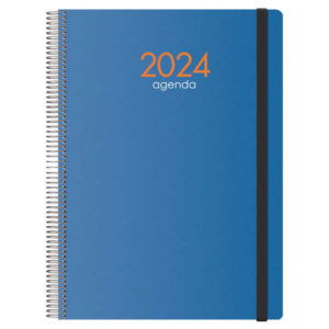 Dohe Syncro Agenda Anual - Dia Pagina - Cubierta de Plastico - Sabado y Domingo misma Pagina - Cierre con Goma Elastica - Tamaño 21x29cm - Color Azul