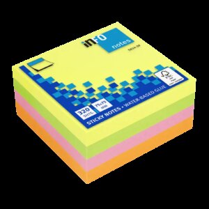 Global Notes inFO Cubo de 320 Notas Adhesivas 75 x 75mm - Certificacion FSC? - Colores Amarillo, Naranja, Rosa y Verde