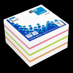 Global Notes inFO Cubo de 450 Notas Adhesivas 75 x 75mm - Certificacion FSC? - Colores Verde, Naranja, Rosa y Blanco