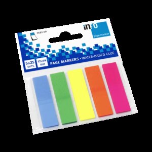 Global Notes inFO Pack de 5 Blocs de 25 Marcadores de Pagina 45 x 12mm - Colores Amarillo, Naranja, Azul, Verde y Rosa