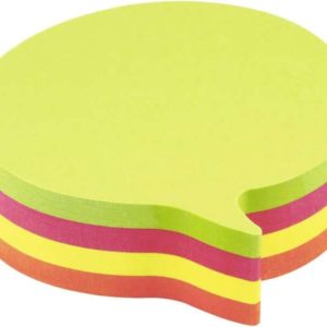 Global Notes inFO Cubo de 200 Notas Adhesivas con Forma de Burbuja 70 x 70mm - Colores Verde, Rosa Amarillo y Naranja
