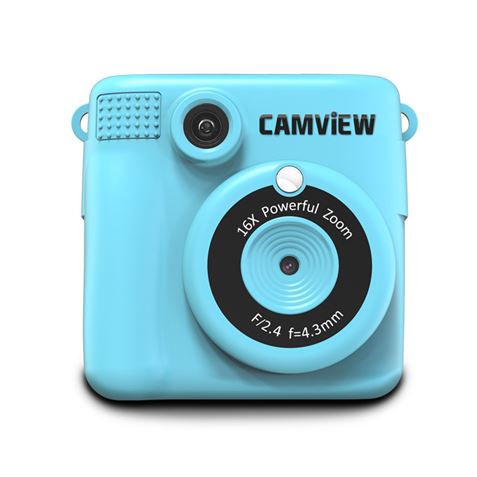Camview Camara Instantanea Creativa - Impresion Instantanea - Filtros y Marcos - Juegos - Pantalla LED 2.4" - Soporta Memorias MicroSD hasta 32Gb - Funcion Webcam - Puerto de Carga Tipo C - Bateria 1000Mah - Color Azul