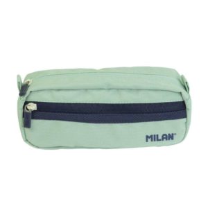 Milan Serie 1918 Estuche Portatodo Rectangular 2 Compartimentos - Tejido Resistente a las Roturas y Rasgaduras - Medidas 21x8,5x6,1cm - Color Verde