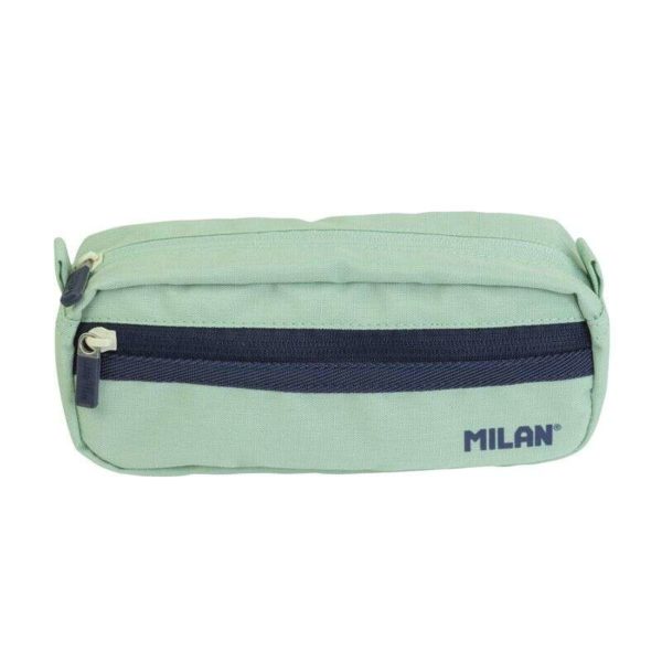 Milan Serie 1918 Estuche Portatodo Rectangular 2 Compartimentos - Tejido Resistente a las Roturas y Rasgaduras - Medidas 21x8,5x6,1cm - Color Verde