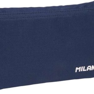Milan Serie 1918 Estuche Portatodo 5 Compartimentos - Tejido Resistente a las Roturas y Rasgaduras - Medidas 22x12x4cm - Color Azul Oscuro