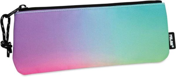 Milan Sunset Estuche Pequeño Plano Rectangular - Tejido Resistente a las Roturas y Rasgaduras - Medidas 23x9x1.3cm - Modelo Color Negro