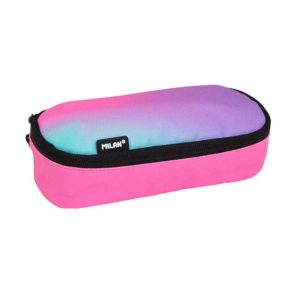 Milan Sunset Estuche Portatodo Ovalado - Compartimento Interior de Malla - Tejido Resistente a las Roturas y Rasgaduras - Medidas 20.5x9x5.5cm - Color Rosa