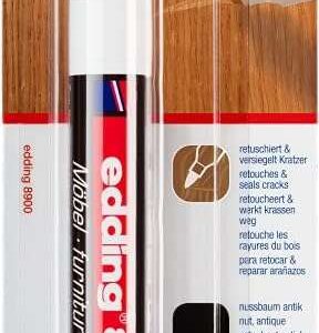 Edding 8900 Rotulador Permanente para Muebles - Punta Redonda 1.5-2mm - Resistente a la Luz - Secado Rapido - Color Nogal Oscuro