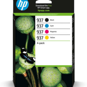 HP 937 Pack de 4 Cartuchos de Tinta Original Negro, Amarillo, Magenta y Cyan - 6C400NE