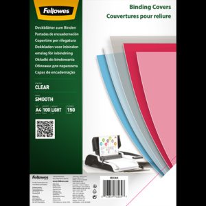 Fellowes Pack de 100 Portadas de Polietileno Transparentes para Documentos A4 - Grosor 150 Micras - Utilizables en Encuadernadoras de Espiral o Canutillo