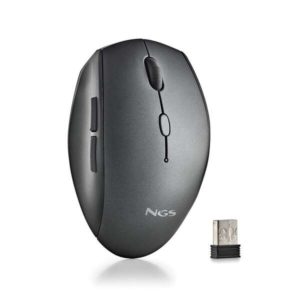 NGS Raton Inalambrico Ergonomico - 5 Botones - Teclas Silenciosas - Rueda de Desplazamiento - Conexion 2.4 Ghz - dpi Ajustables - Color Negro