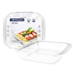 Orbegozo Serie BNC Bandejas de Vidrio - 1.1L - Versatilidad en tu Cocina - Resistencia y Durabilidad Unicas - Tres Tamaños y Capacidades - Apto para Horno - Microondas y Lavavajillas - Libre de BPA
