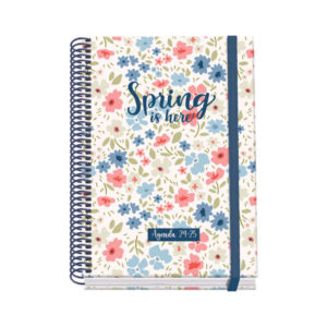 Dohe Spring Agenda Escolar Espiral A5 - Semana Vista - Papel 70g/m2 - Cubierta de Carton Plastificado - Cierre de Goma Elastica