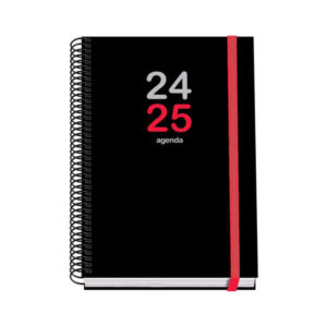 Dohe Elite Agenda Escolar Espiral A5 - Semana Vista - Papel 70g/m2 - Cubierta de Carton Plastificado - Cierre de Goma Elastica - Color Negro