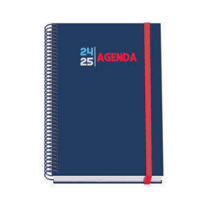 Dohe Select Agenda Escolar Espiral A5 - Semana Vista - Papel 70g/m2 - Cubierta de Carton Plastificado - Cierre de Goma Elastica - Color Azul