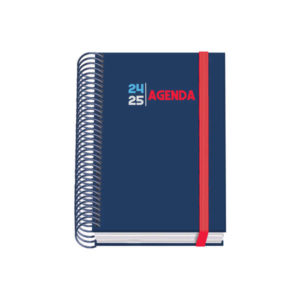 Dohe Select Agenda Escolar Espiral A6 - Dia Pagina - Papel 70g/m2 - Cubierta de Carton Plastificado - Cierre de Goma Elastica - Color Azul