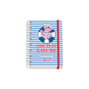 Dohe Pink Panther Sailing Agenda Escolar Espiral Wire?o A5 - Semana Vista - Papel 80g/m2 - Cubierta de Carton Plastificado - Cierre con Goma Elastica
