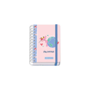 Dohe Pink Panther EcoPink Agenda Escolar Espiral Wire?o A6 - Dia Pagina - Papel 80g/m2 - Cubierta de Carton Plastificado - Cierre con Goma Elastica
