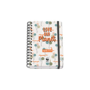 Dohe WWF Love our Planet Agenda Escolar Espiral Wire?o A5 - Semana Vista - Papel 80g/m2 - Cubierta de Carton Plastificado - Cierre con Goma Elastica