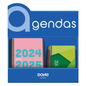 Dohe Expositor de 25 Agendas Escolares Espiral Basic - 9 Agendas A5 Semana Vista Surtidas, 6 Agendas A5 Dia Pagina Surtidas y 10 Agendas A6 Dia Pagina Surtidas