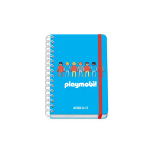 Dohe Playmobil Core Agenda Escolar Espiral Wire?o A5 - Semana Vista - Papel 80g/m2 - Cubierta de Carton Plastificado - Cierre con Goma Elastica - Color Azul