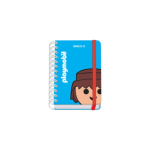 Dohe Playmobil Core Agenda Escolar Espiral Wire?o A6 - Dia Pagina - Papel 80g/m2 - Cubierta de Carton Plastificado - Cierre con Goma Elastica - Color Azul