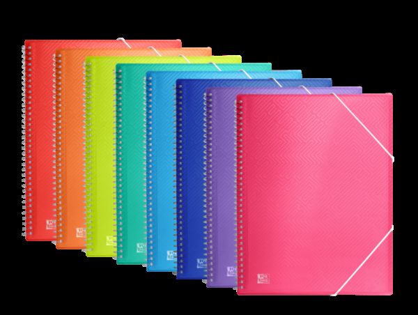 Oxford Urban A4 Carpeta de Fundas - Tapa de Plastico Translucido - Espiral 60 Fundas - Colores Surtidos