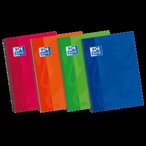 Oxford School Classic Write&Erase 4º Cuaderno Espiral - Tapa Extradura - Pauta 3.5mm con Margen - 80 Hojas - Colores Surtidos