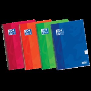 Oxford School Classic Write&Erase 4º Cuaderno Espiral - Tapa Extradura Resistente - 4x4 con Margen - 80 Hojas - Colores Surtidos
