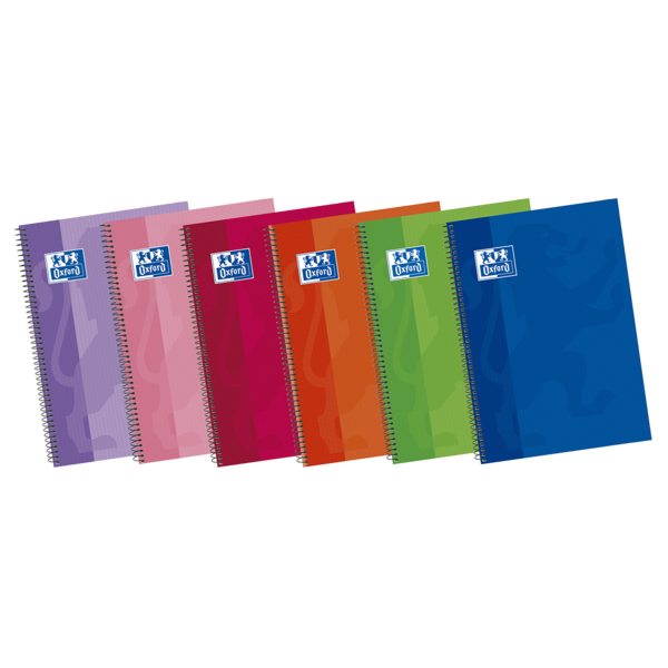 Oxford School Classic Write&Erase Fº Cuaderno Espiral - Tapa Extradura - Pauta 3.5mm con Margen - 80 Hojas - Colores Surtidos