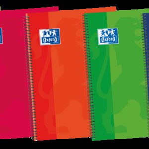 Oxford School Classic Write&Erase Fº Cuaderno Espiral - Tapa Extradura Resistente - Cuadricula 5x5 con Margen - 80 Hojas - Colores Surtidos