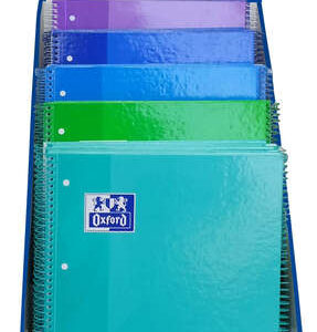Oxford School Expositor Sobremesa Colores Frios A4+ - Tapa Extradura - Cuaderno Espiral Microperforado - Europeanbook 1 5x5 - 80 Hojas - Colores Surtidos