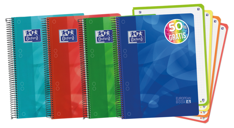 Oxford School Lagoon A5+ Europeanbook - Tapa de Plastico Resistente - 120 Hojas Cuadriculadas 5x5 - 50% mas Hojas Gratis