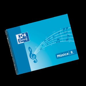 Oxford School Musica 4º Apaisado Cuaderno Espiral - Tapa Blanda - 8 Pentagramas - Interlineado de 2mm - 20 Hojas - Ilustracion en Tapa