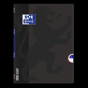 Oxford School Openflex A4 Libreta Grapada - Tapa de Plastico Resistente - 1 Linea con 2 Margenes - 48 Hojas de Alta Calidad - Color Negro