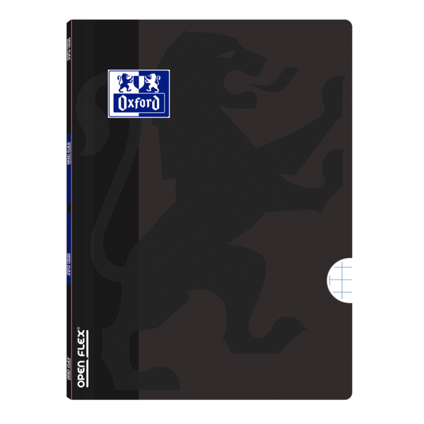 Oxford School Openflex A4 Libreta Grapada - Tapa de Plastico Resistente - Cuadricula 5x5 con 2 Margenes - 48 Hojas de Alta Calidad - Color Negro