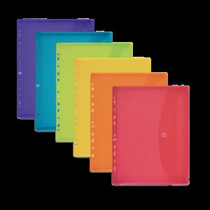 Oxford A4 Carpeta Plastico Flexible Translucido - Sobre Multitaladro con Velcro - Tamaño A4 - Colores Surtidos