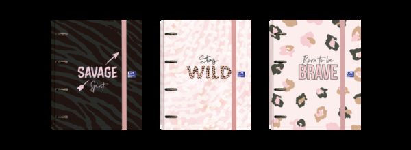 Oxford Animal Print Europeanbinder - Tapa Extradura con Diseño Animal Print - Lomo de 45mm - Anillas de 4Dx35mm - Incluye Recambio 5x5 Pastel