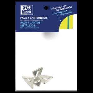 Oxford Cantoneras Metalizadas para Carpeta o Cuaderno - Pack de 4 Unidades - Protege Las Esquinas de tus Documentos - Diseño Elegante y Duradero